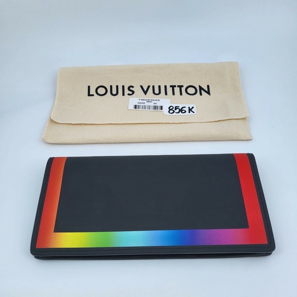 New Authentic Louis Vuitton Brazza Wallet Taiga Rainbow - Picture 11 of 12